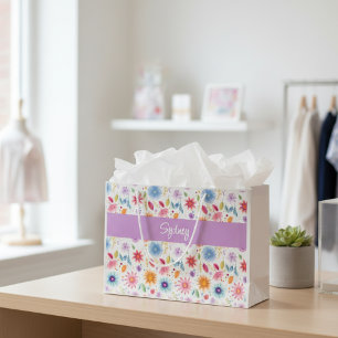 Personlig lila blå rosa boho vildblomma