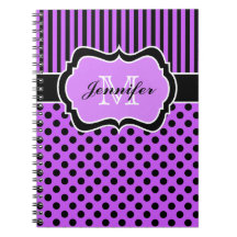 Personlig Lila Black White Stripe Polka dots