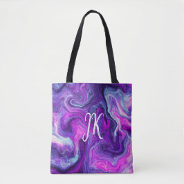 Personlig Lila, blått, Rosa Marble Fluid Art T Tygkasse
