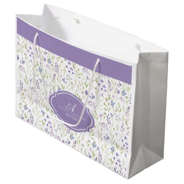 Personlig Lila Blommig Monogram (Framsidan Vinklad)