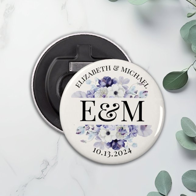 Personlig Lila Blommigt bröllopsförmån Flasköppnare (Skapare uppladdad)