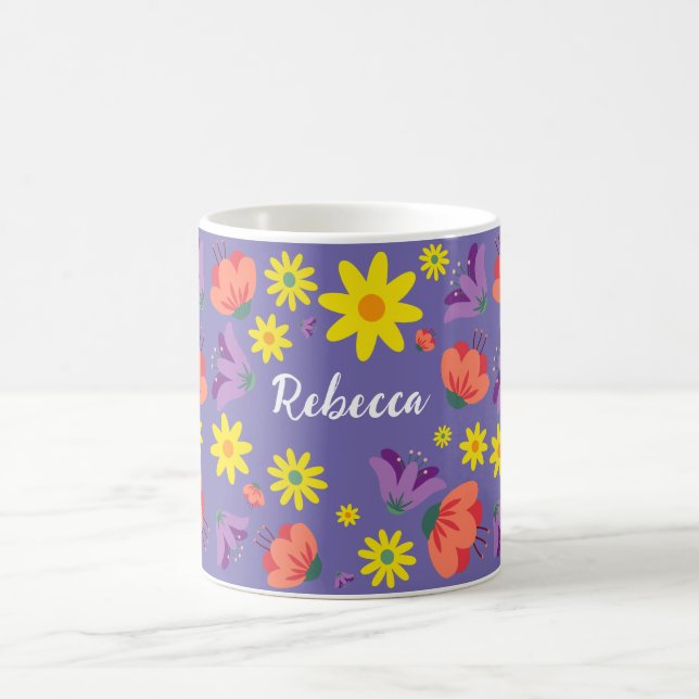 Personlig Lila Blommigt Mugg (Center)