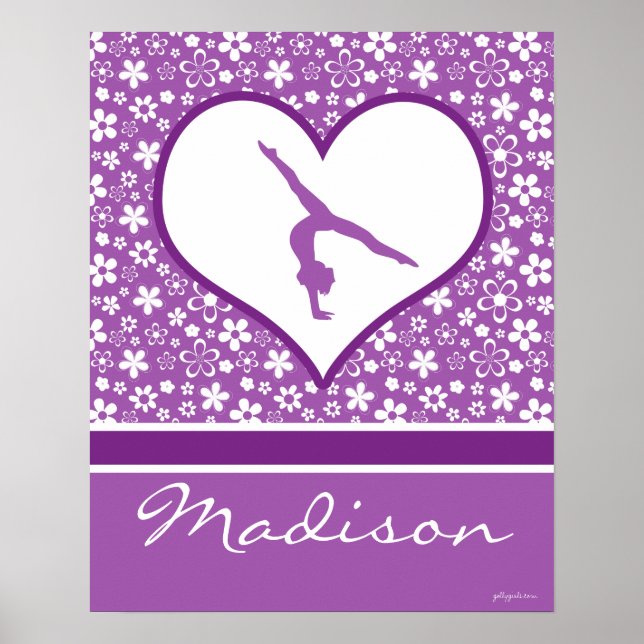Personlig Lila blommor Mönster Gymnastics Poster (Framsidan)
