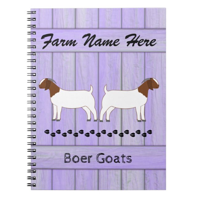 Personlig Lila Boer Goat Farm Anteckningsbok (Framsidan)