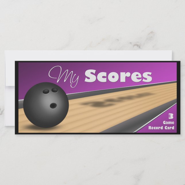 Personlig Lila Bowling-poängkort (Framsida)