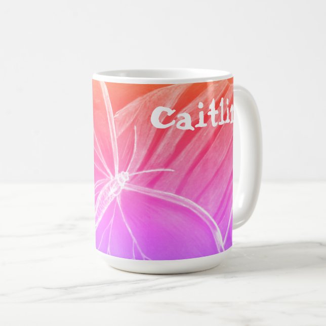 Personlig Lila Butterfly Coffee mugg (Framsida höger)