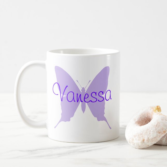 Personlig Lila Butterfly Kaffemugg (Med munk)