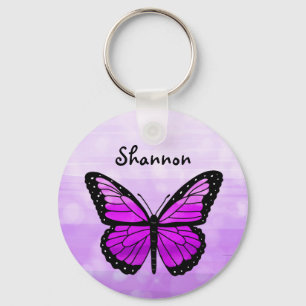 Personlig Lila Butterfly Nyckelring