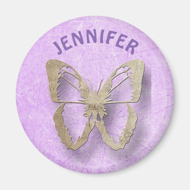 Personlig Lila Butterfly Refrigerator Magnet (Framsidan)