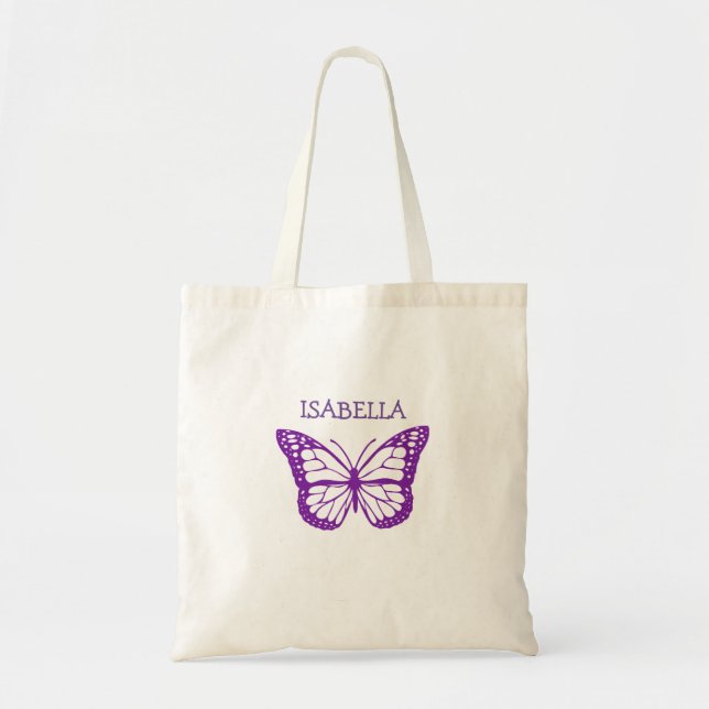 Personlig Lila Butterfly Tygkasse (Framsidan)