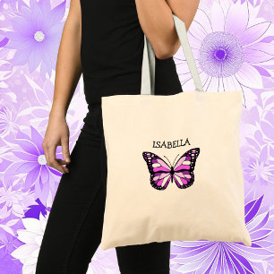 Personlig Lila Butterfly Tygkasse