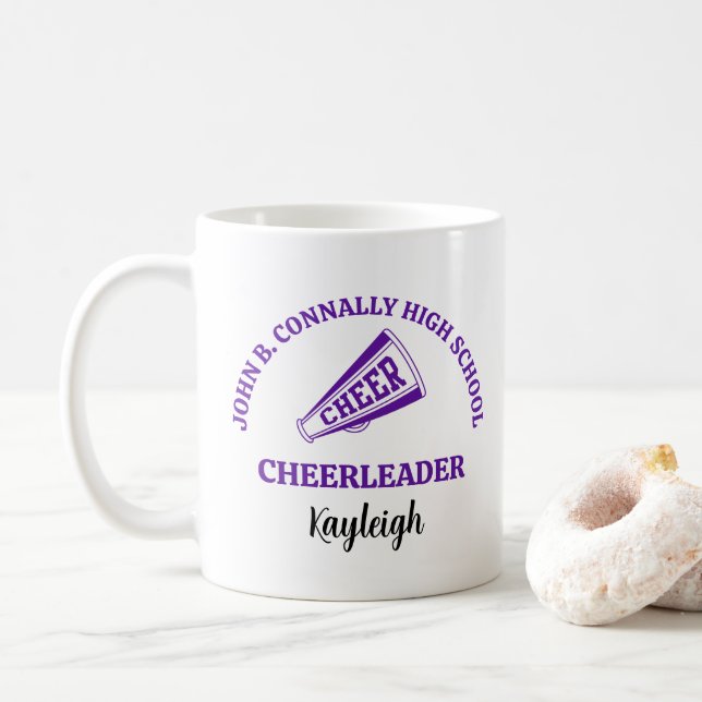 Personlig lila cheerleader för gymnasiet kaffemugg (Med munk)