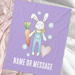 Personlig Lila Cute Mjukisdjur Bunny Fleecefilt