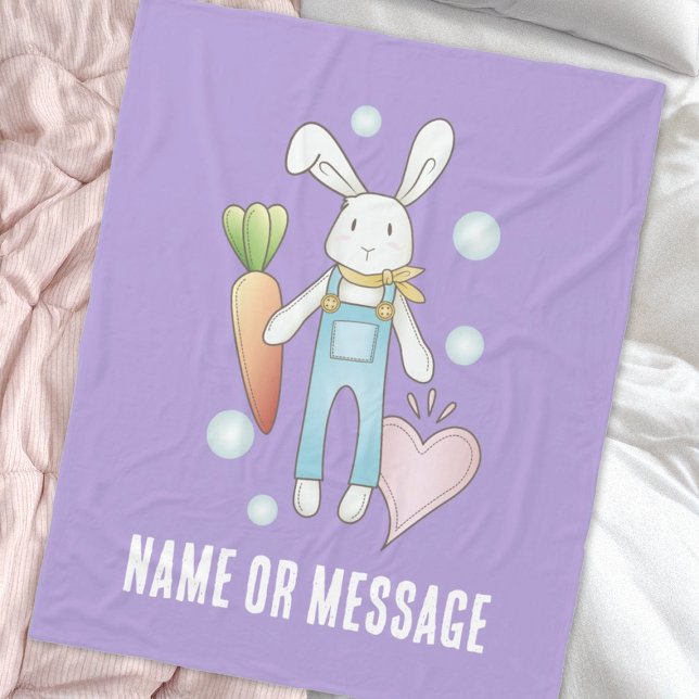 Personlig Lila Cute Mjukisdjur Bunny Fleecefilt (Skapare uppladdad)