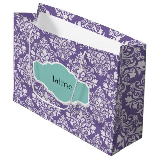 Personlig Lila Damask Gift Bag