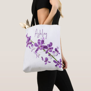 Personlig lila dendrobium orchid art tygkasse