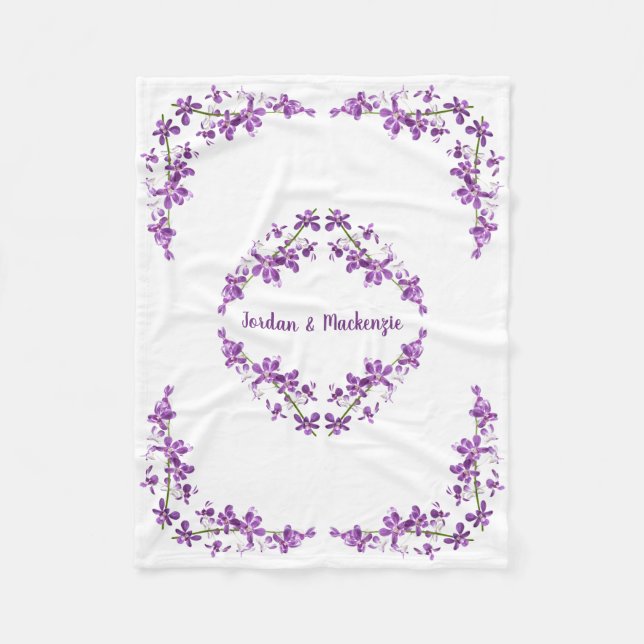 Personlig Lila Dendrobium Orchids Motif Fleecefilt (Framsidan)