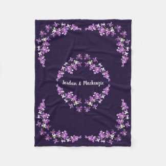 Personlig Lila Dendrobium Orchids Motif Fleecefilt