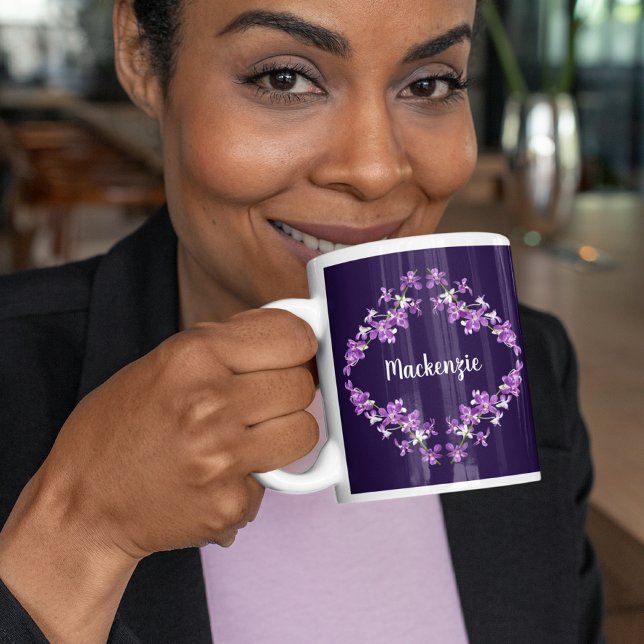 Personlig Lila Dendrobium Orchids Motif Kaffemugg (Skapare uppladdad)