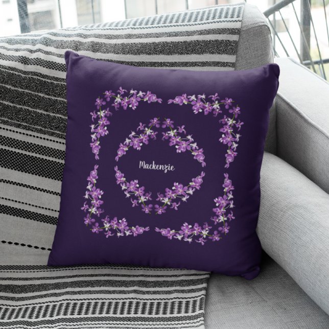 Personlig Lila Dendrobium Orchids Motif Kudde (Skapare uppladdad)