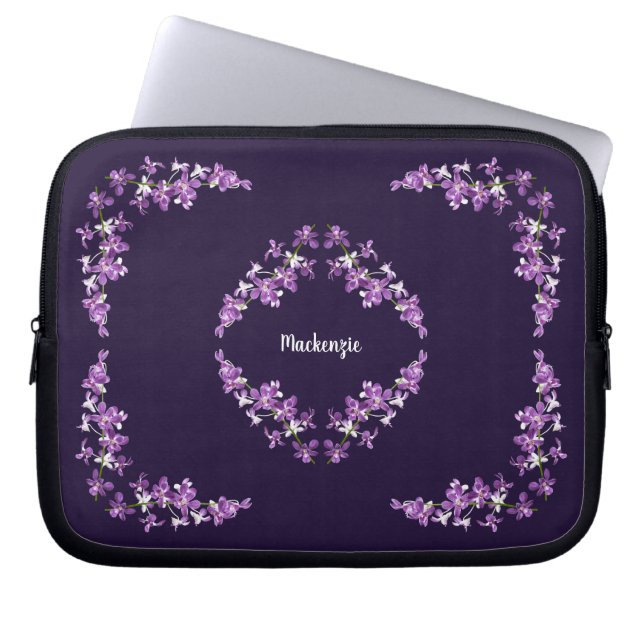 Personlig Lila Dendrobium Orchids Motif Laptop Fodral (Framsidan)