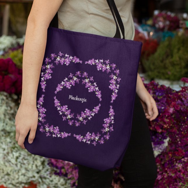 Personlig Lila Dendrobium Orchids Motif Tygkasse (Skapare uppladdad)