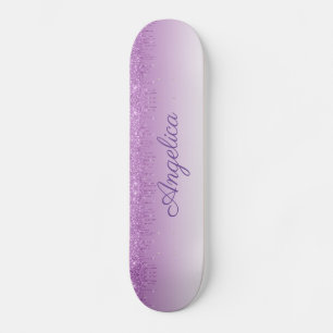 Personlig Lila Drickning Glitter Mini Skateboard Bräda 18,5 Cm