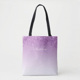 Personlig Lila Dripping Glitter Tygkasse