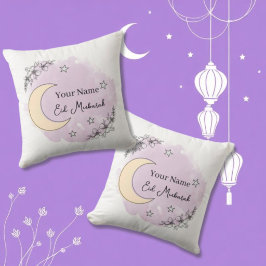 Personlig lila Eid Mubarak kastkudde Kudde