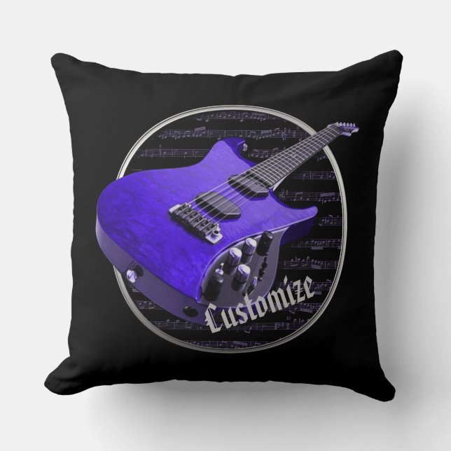Personlig Lila Electric Guitar Pillow Kudde (Framsida)