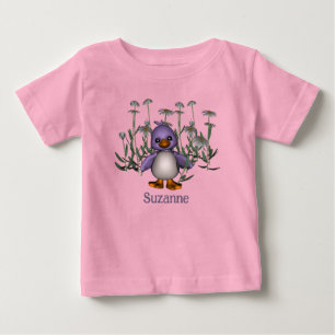 Personlig lila fågel och tusenskönor t shirt