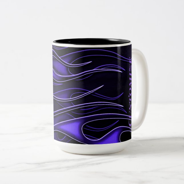 Personlig Lila Flames Två-Tonad Mugg (Framsida höger)