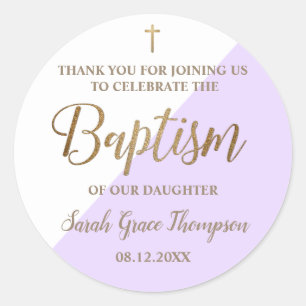 Personlig Lila Flicka baptism tack Runt Klistermärke