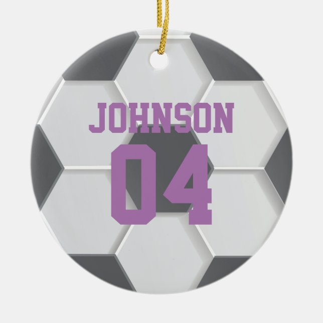 Personlig Lila Fotboll jul Julgransprydnad Keramik (Framsidan)