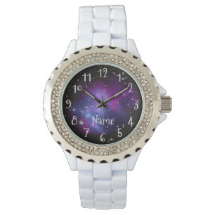 Personlig Lila Galaxy Space Photo Armbandsur