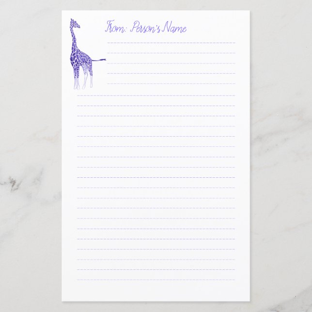 Personlig Lila Giraffe-lindat papper (Framsida)