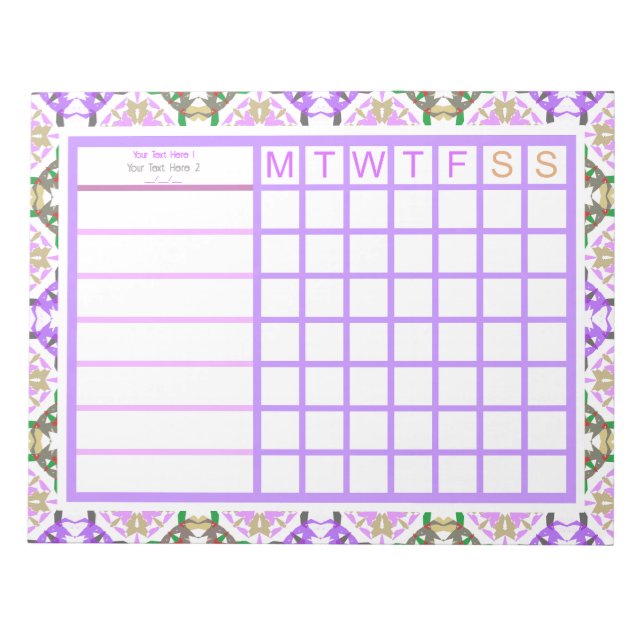 Personlig Lila Girly Weekly Planner Organizer Anteckningsblock (Framsida)