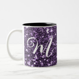Personlig Lila Glitter 2-tonkaffe Mugg
