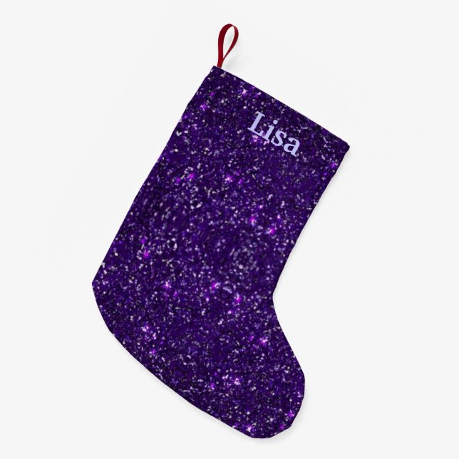 Personlig Lila Glitter julklapp Liten Julstrumpa (Framsidan (Hängande))