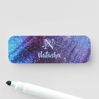 Personlig Lila Glitter Namnbricka