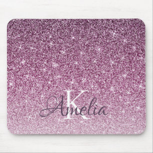 Personlig Lila Gnistra Glitter Monogram Musmatta