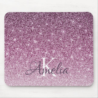 Personlig Lila Gnistra Glitter Monogram Musmatta