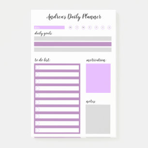 Personlig Lila Grått Daily Planner Post-it Block