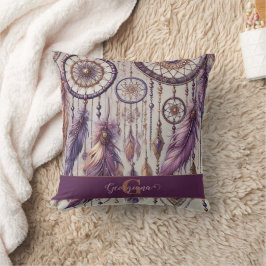 Personlig Lila & Guld Boho Dreamcatchers Kudde