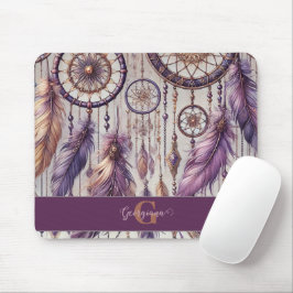Personlig Lila & Guld Boho Dreamcatchers Musmatta
