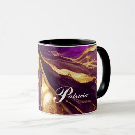 Personlig Lila, & Guld Marble Mugg