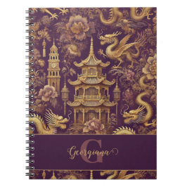 Personlig Lila & Guld Victorian Chinoiserie Anteckningsbok