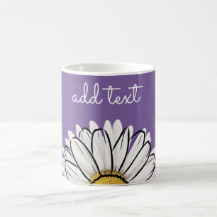 Personlig Lila & Gult Daisy Kaffe Mugg