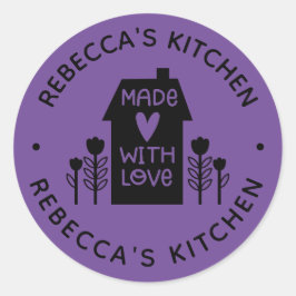 Personlig Lila hemgjord med Kärlek Runt Klistermärke