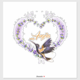 Personlig Lila Hummingbird Heart Klistermärken